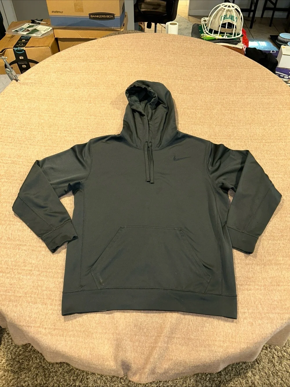 Nike Men's Dark Green Hooded Pullover Sweatshirt